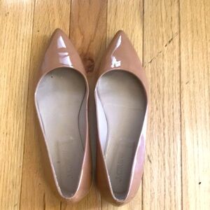 JCrew Pointed Toe Leather Flats in Nude